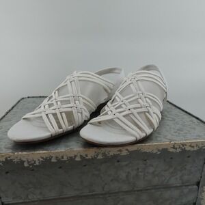 Impo Rainelle White Stretch Cage Slingback Wedge Sandals Womens 8M
